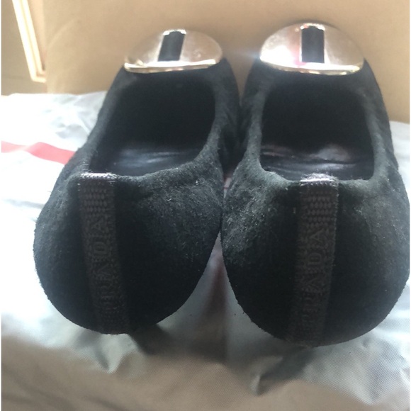 Authentic Prada Black Suede Peep-Toe Flats with Slight Heel - Picture 10 of 10